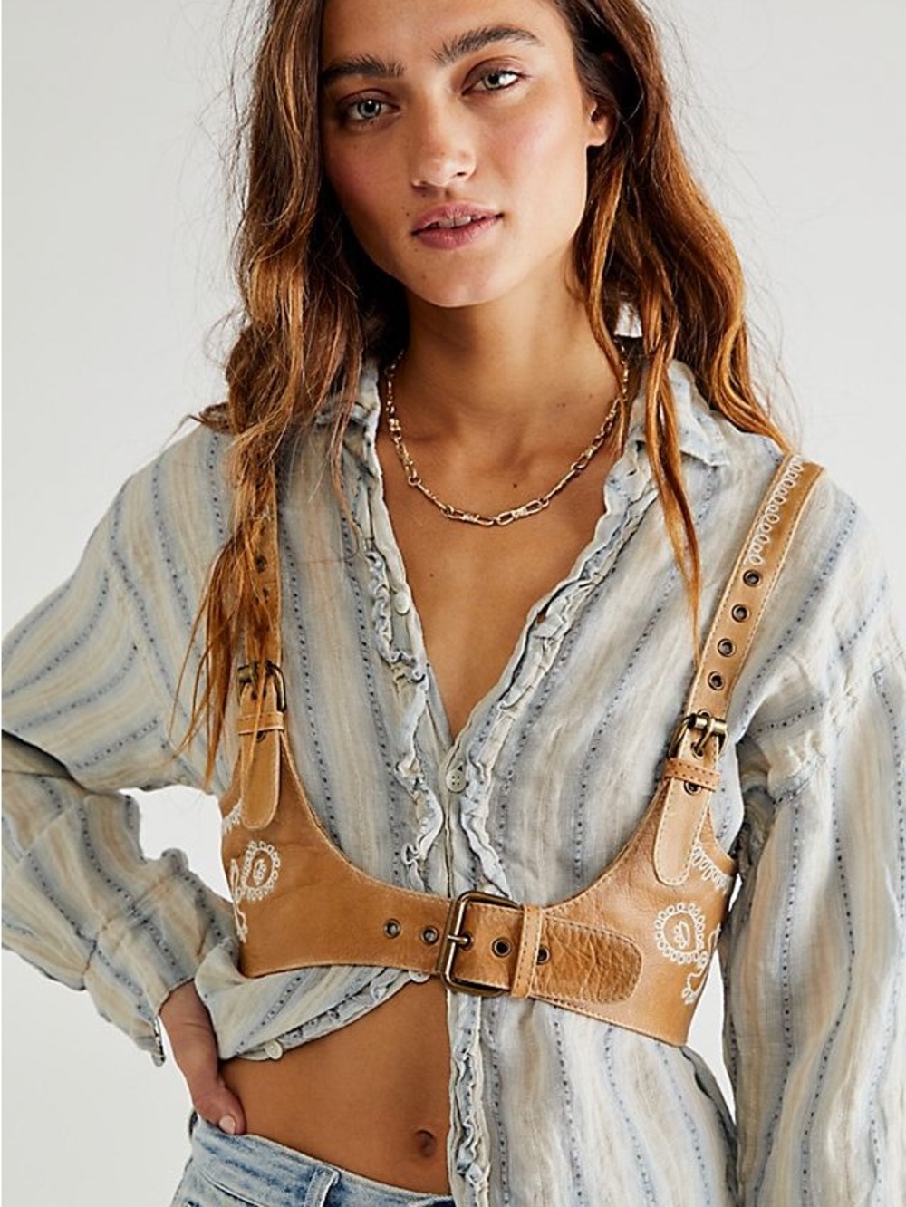 Free people Sirena Embroidered Harness Size S In Color Desert Dune